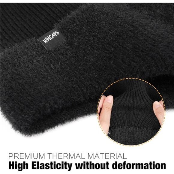 Winter Fleece Line Beanie with Earflap for Men Women, Outdoor Warm - Picture 3 of 7